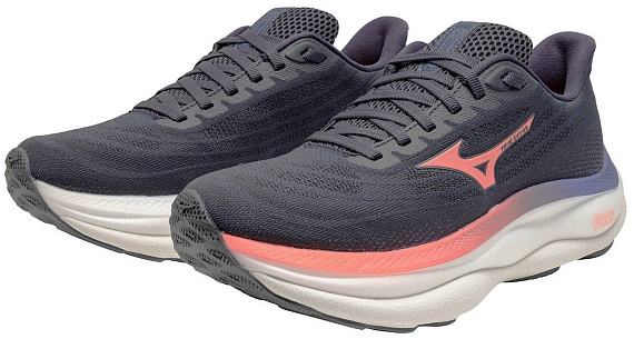 Кроссовки женские Mizuno Wave Sky 9 Odyssey Gray/Striking Coral/Ir - Фото 4 большая