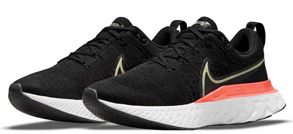 Кроссовки женские Nike React Infinity Run Flyknit 2 Black/Magic Ember/White/Lime Ice - Фото 3 большая