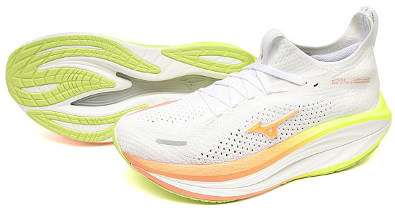 Кроссовки женские Mizuno Neo Vista 3 White/Flamingo Coral/Lime Pulp - Фото 10 большая