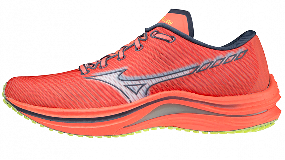 Кроссовки женские Mizuno Wave Rebellion NeonFlame/Wht/NeoLime - Фото 1 большая