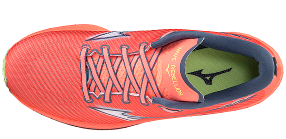 Кроссовки женские Mizuno Wave Rebellion NeonFlame/Wht/NeoLime - Фото 4 большая