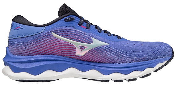 Кроссовки женские Mizuno Wave Sky 5 AmparoBlue/Wht/FFuchsia - Фото 3 большая