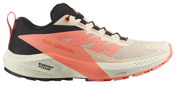 Кроссовки женские Salomon Sense Ride 5 Tender Peach/Fuco/Black - Фото 1 большая