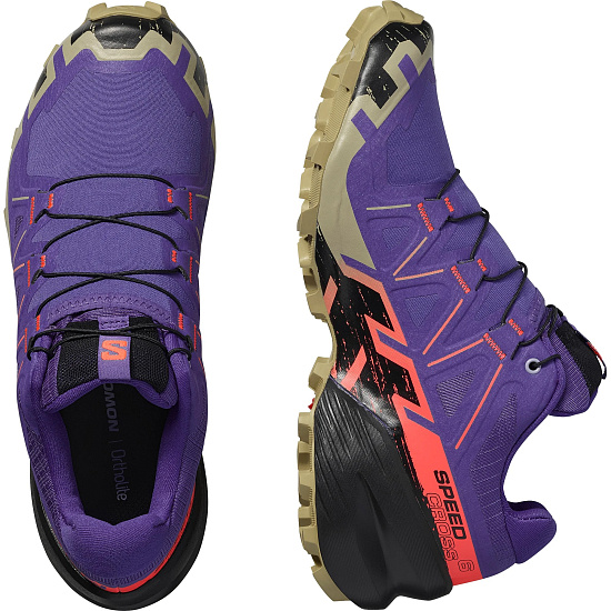 Кроссовки женские Salomon Speedcross 6 Liberty/Black/Neon Flame - Фото 2 большая