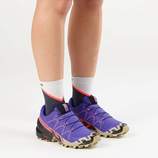 Кроссовки женские Salomon Speedcross 6 Liberty/Black/Neon Flame - Фото 7 большая