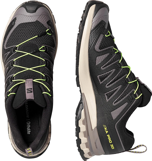 Кроссовки мужские Salomon Xa Pro 3D V9 Black/Dark Gull Gray/Acid Lime - Фото 2 большая