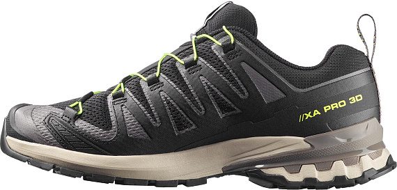 Кроссовки мужские Salomon Xa Pro 3D V9 Black/Dark Gull Gray/Acid Lime - Фото 3 большая
