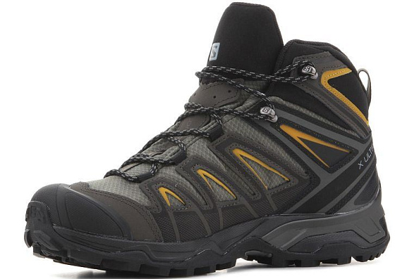 Кроссовки мужские Salomon X Ultra 3 Mid GTX Castor Gray/Black/Green Sulphur - Фото 6 большая