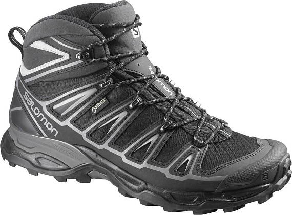 Кроссовки мужские Salomon X Ultra Mid 2 GTX Black/Aluminium - Фото 1 большая