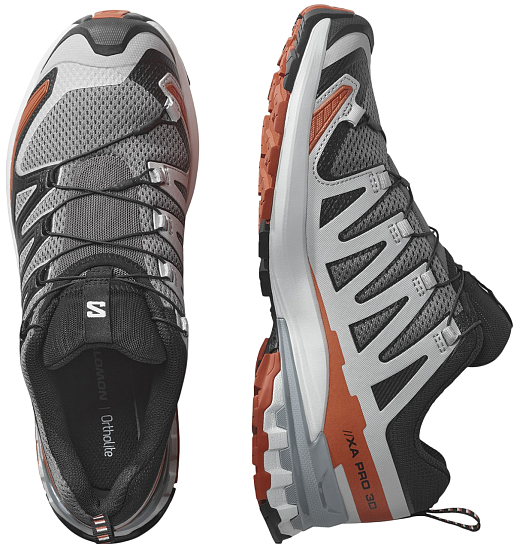 Кроссовки мужские Salomon Xa Pro 3D V9 Castlerock/Black/Burnt Ochre - Фото 5 большая
