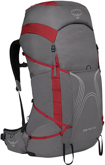 Рюкзак женский Osprey Eja Pro 55 Dale Grey/Poinsettia Red - Фото 1 большая