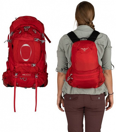 Рюкзак женский Osprey Ariel Plus 60 Carnelian Red - Фото 11 большая