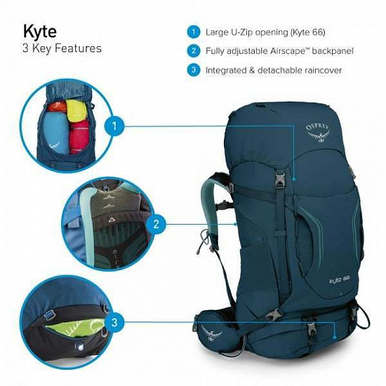 Рюкзак женский Osprey Kyte 66 Mulberry Purple - Фото 3 большая