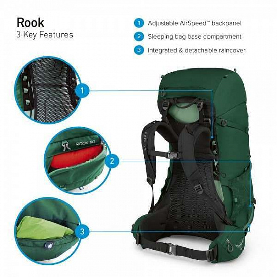 Рюкзак Osprey Rook 65 Mallard Green - Фото 10 большая