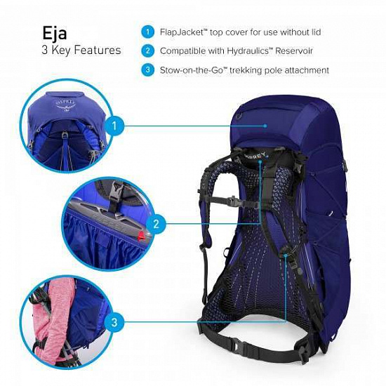 Рюкзак женский Osprey Eja 58 Equinox Blue - Фото 11 большая