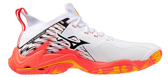 Кроссовки Mizuno Wave Lightning Neo 3 White/Fiery Coral 2/Citrus - Фото 2 большая