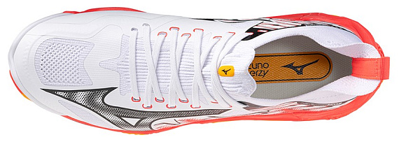 Кроссовки Mizuno Wave Lightning Neo 3 White/Fiery Coral 2/Citrus - Фото 4 большая
