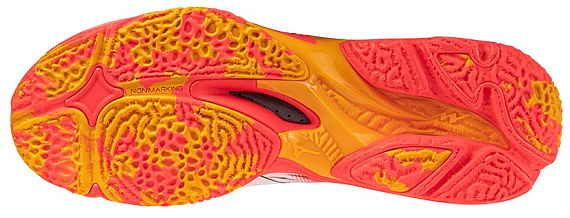 Кроссовки Mizuno Wave Lightning Neo 3 White/Fiery Coral 2/Citrus - Фото 5 большая
