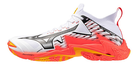 Кроссовки Mizuno Wave Lightning Neo 3 White/Fiery Coral 2/Citrus - Фото 6 большая