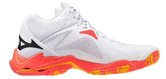 Кроссовки Mizuno Wave Lightning Z8 Mid White/Fiery Coral 2/Citrus - Фото 4 большая