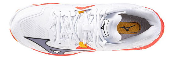 Кроссовки Mizuno Wave Lightning Z8 Mid White/Fiery Coral 2/Citrus - Фото 5 большая