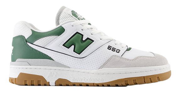 Кроссовки New Balance 550 White/Green - Фото 1 большая