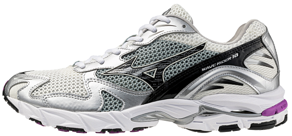Кроссовки Mizuno Wave Rider 10 Snow White/Blk/Slate - Фото 3 большая