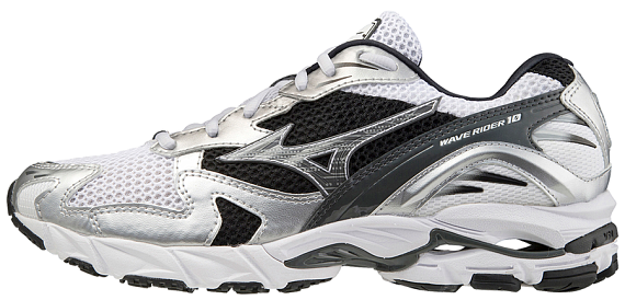 Кроссовки Mizuno Wave Rider 10 White/Silver/Black - Фото 2 большая