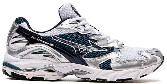 Кроссовки Mizuno Wave Rider 10 White/Baritoneblue/Deepteal - Фото 1 большая