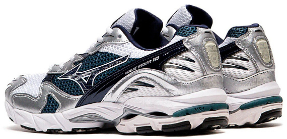 Кроссовки Mizuno Wave Rider 10 White/Baritoneblue/Deepteal - Фото 3 большая