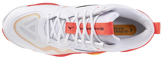 Кроссовки Mizuno Wave Momentum Elite Mid White/Fiery Coral 2/Citrus - Фото 2 большая
