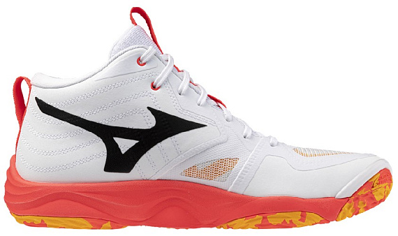 Кроссовки Mizuno Wave Momentum Elite Mid White/Fiery Coral 2/Citrus - Фото 3 большая