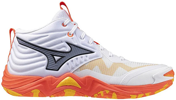 Кроссовки Mizuno Wave Momentum Elite Mid White/Fiery Coral 2/Citrus - Фото 1 большая