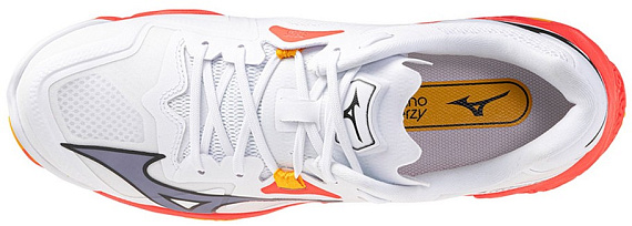 Кроссовки Mizuno Wave Lightning Z8 White/Fiery Coral 2/Citrus - Фото 4 большая