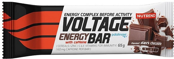 Энергетический батончик Nutrend Voltage Energy Bar 65 гр Темный шоколад с кофеином - Фото 1 большая