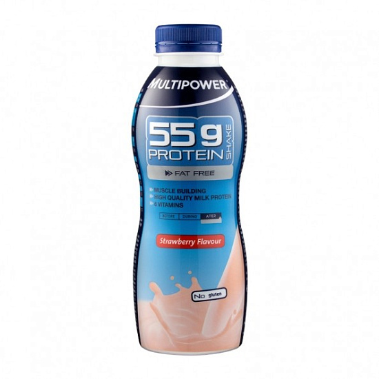 Готовый протеиновый напиток Multipower Protein Shake 55g Erdbeer 500ml - Фото 1 большая