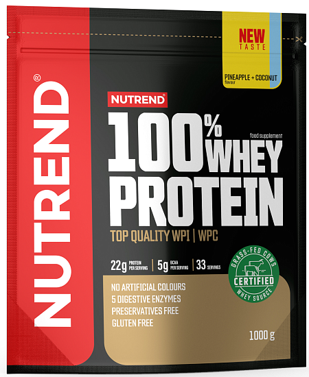 Напиток протеиновый Nutrend 100% Whey Protein Ананас-кокос 1 кг - Фото 1 большая