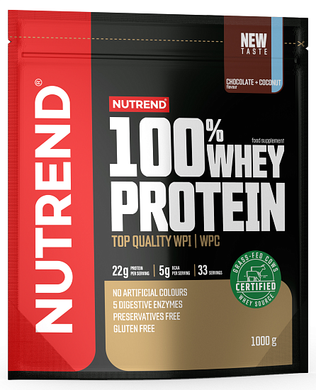 Напиток протеиновый Nutrend 100% Whey Protein Шоколад-кокос 1 кг - Фото 1 большая