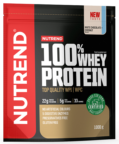 Напиток протеиновый Nutrend 100% Whey Protein Белый шоколад-кокос 1 кг - Фото 1 большая