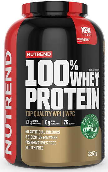 Напиток протеиновый Nutrend 100% Whey Protein Клубника 2,25 кг - Фото 1 большая