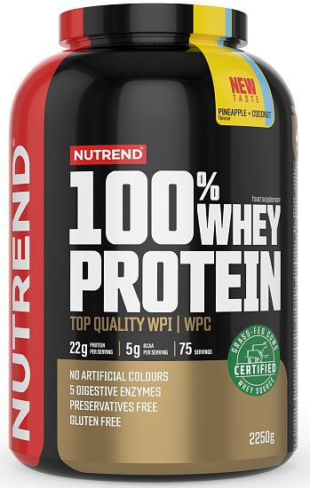Напиток протеиновый Nutrend 100% Whey Protein Ананас-кокос 2,25 кг - Фото 1 большая