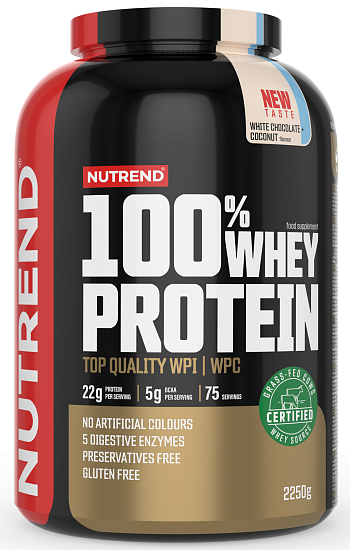 Напиток протеиновый Nutrend 100% Whey Protein Белый шоколад-кокос 2,25 кг - Фото 1 большая