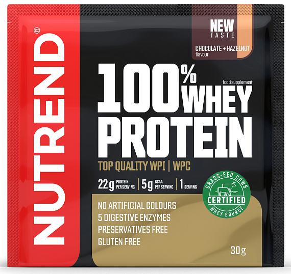 Напиток протеиновый Nutrend 100% Whey Protein Шоколад-лесной орех 30 г - Фото 1 большая