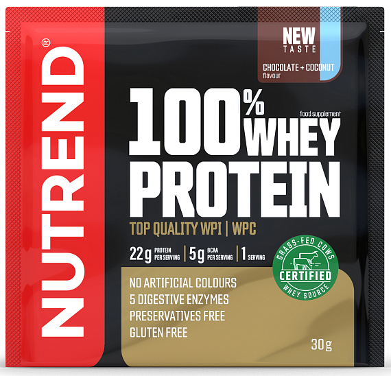 Напиток протеиновый Nutrend 100% Whey Protein Шоколад-кокос 30 г - Фото 1 большая