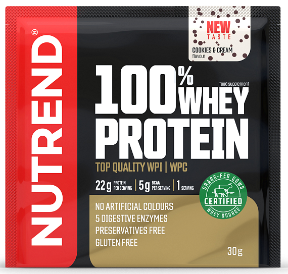 Напиток протеиновый Nutrend 100% Whey Protein Кремовое печенье 30 г - Фото 1 большая