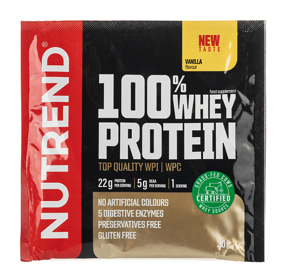 Напиток протеиновый Nutrend 100% Whey Protein Ваниль 30 г - Фото 1 большая