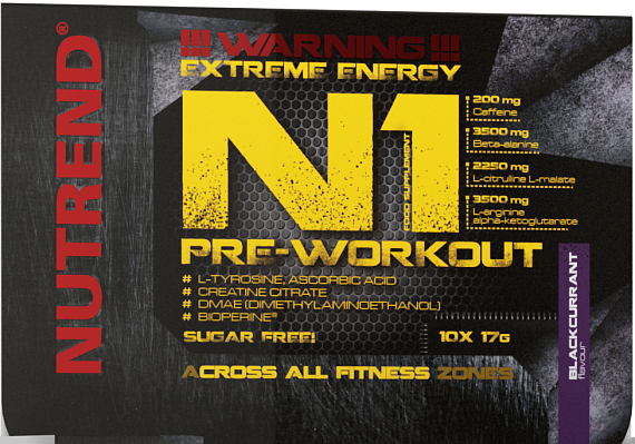 Предтренировочный напиток Nutrend N1 Черная смородина 17 г - Фото 1 большая