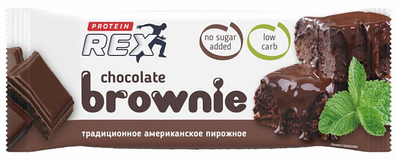 Пирожное Protein Rex протеиновое Брауни Классическое 50г - Фото 1 большая