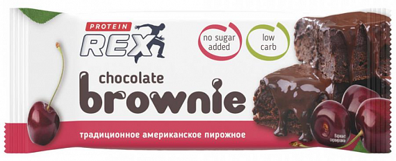 Пирожное Protein Rex протеиновое Брауни Вишневое 50г - Фото 1 большая