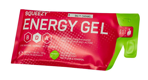 Гель с электролитами Squeezy Energy Gel Соленая карамель 33г - Фото 1 большая